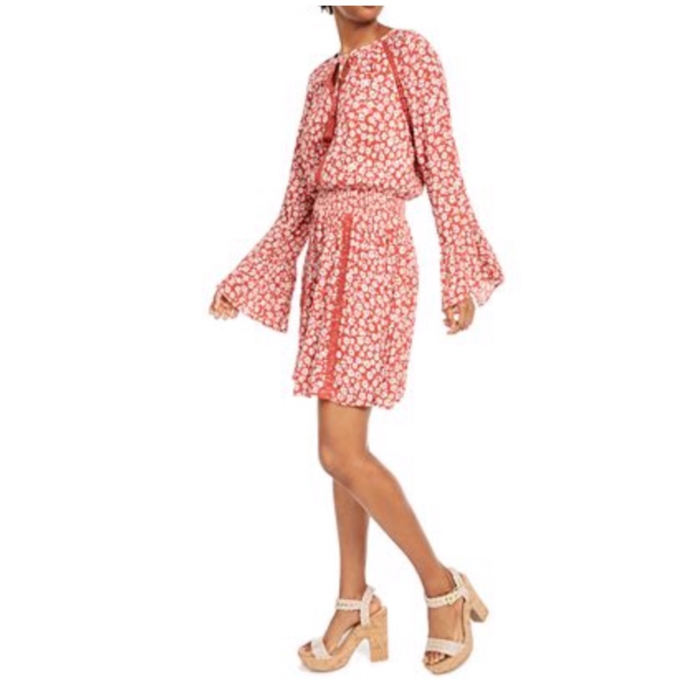 AMERICAN RAG Floral Print Boho Salmon Bell Dress